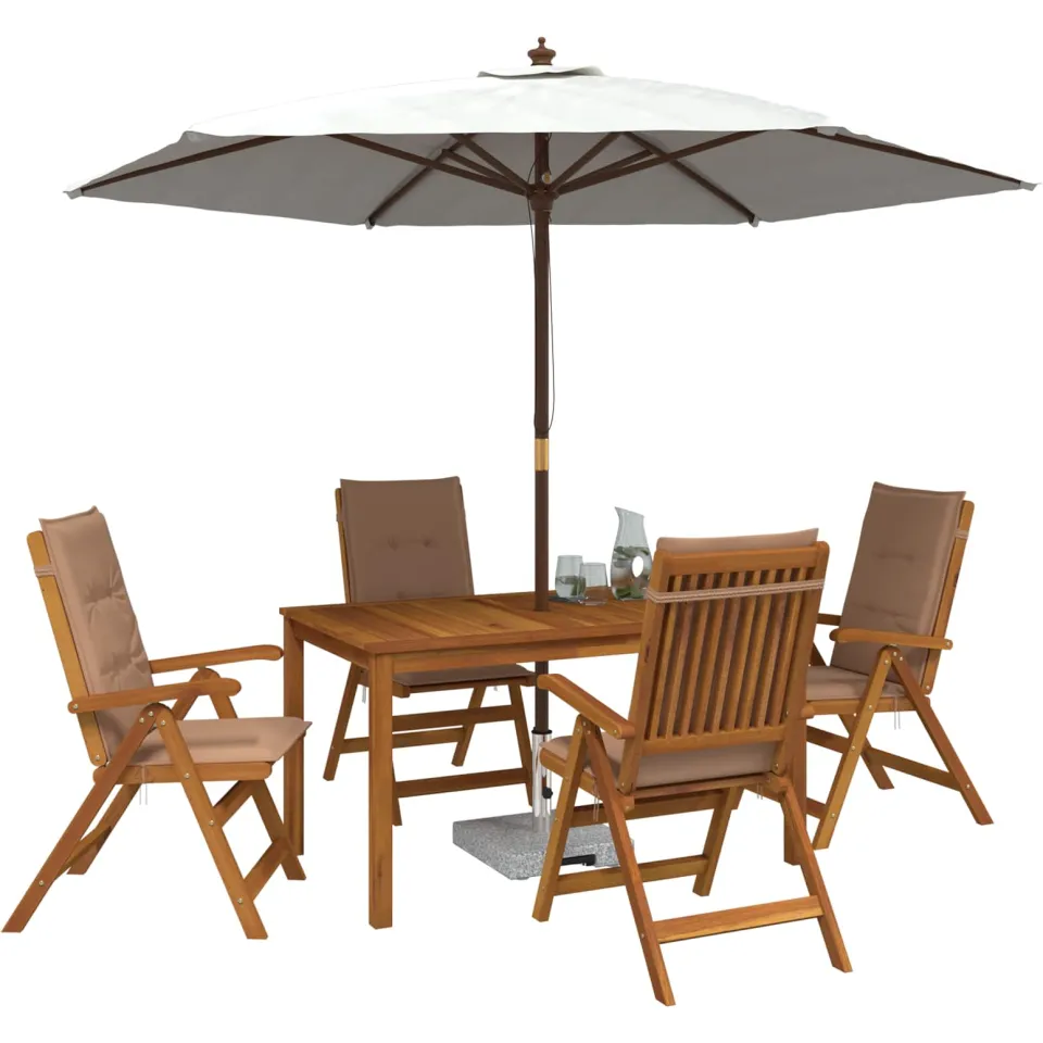 vidaXL 5-delige tuin eetset 4-zits Taupe Massief Acaciahout, foto 3