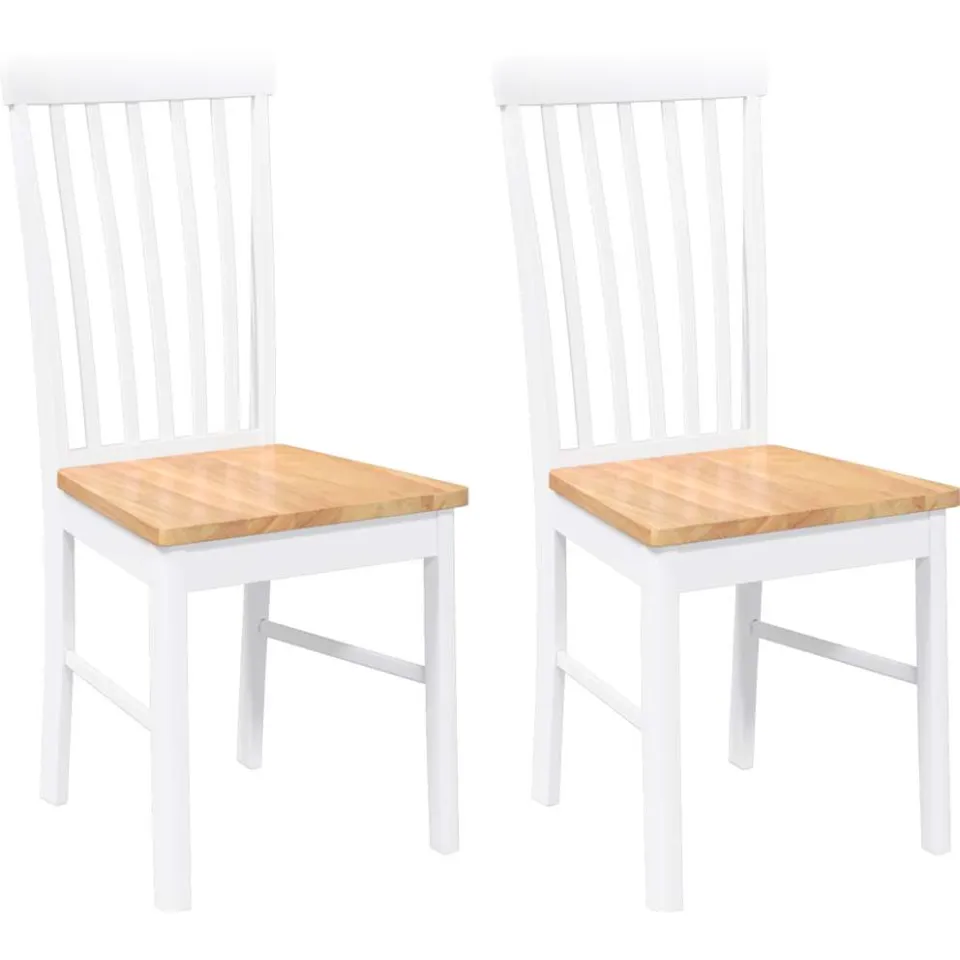 vidaXL Eetkamerstoelen 2 st massief hout rubber wit