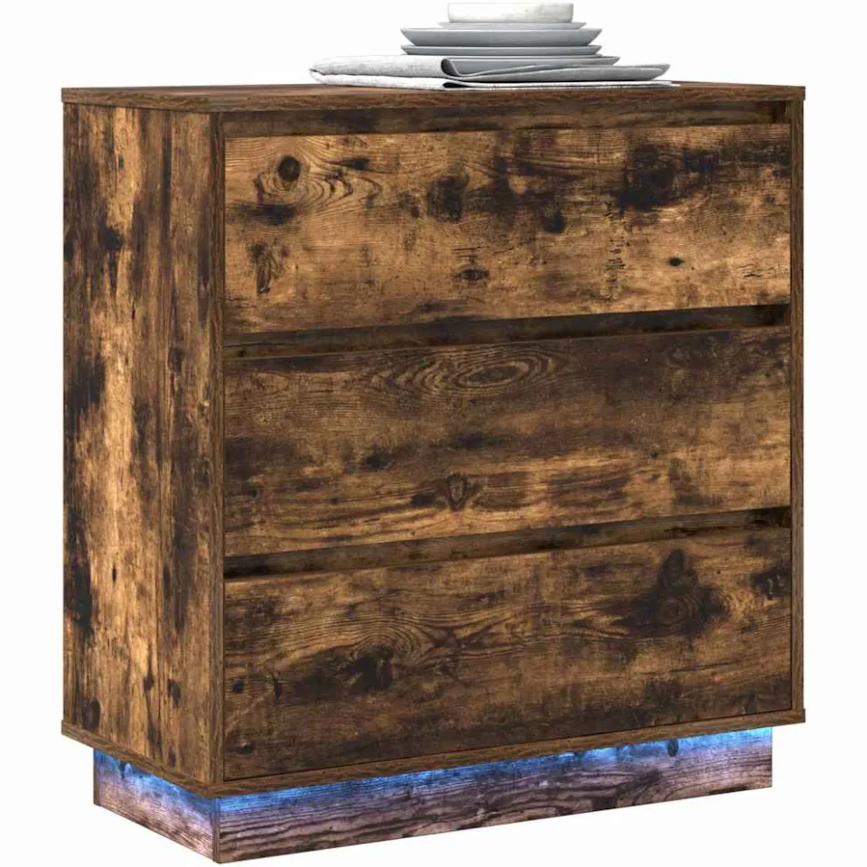 vidaXL Nachtkastje Gerookt eiken 71 x 34,5 x 75 cm Bewerkt hout Bruin