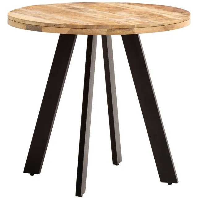 Cosmo Casa Eettafel - Massief mangohout - Lichtbruin - IJzeren onderstel - 80 x 80 x 75 cm