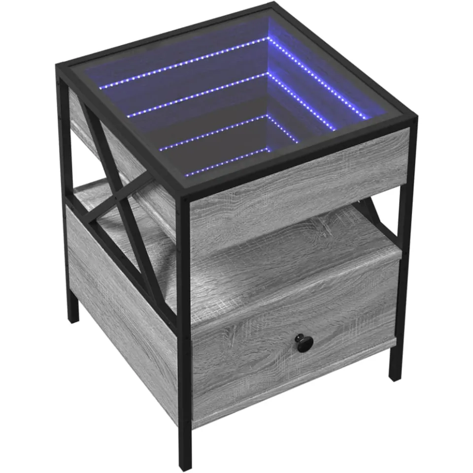 vidaXL Nachtkastje met Infinity LED 40x40x51 cm grijs sonoma eiken