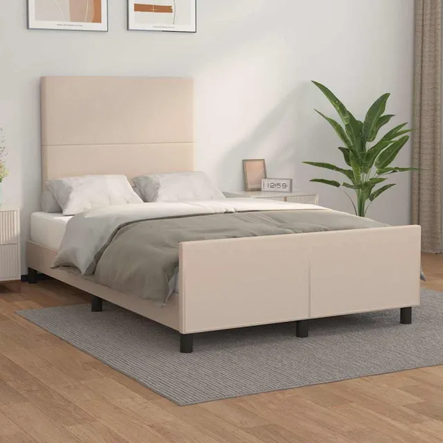 vidaXL Bedframe met hoofdbord kunstleer cappuccinokleurig 120x200 cm Bruin