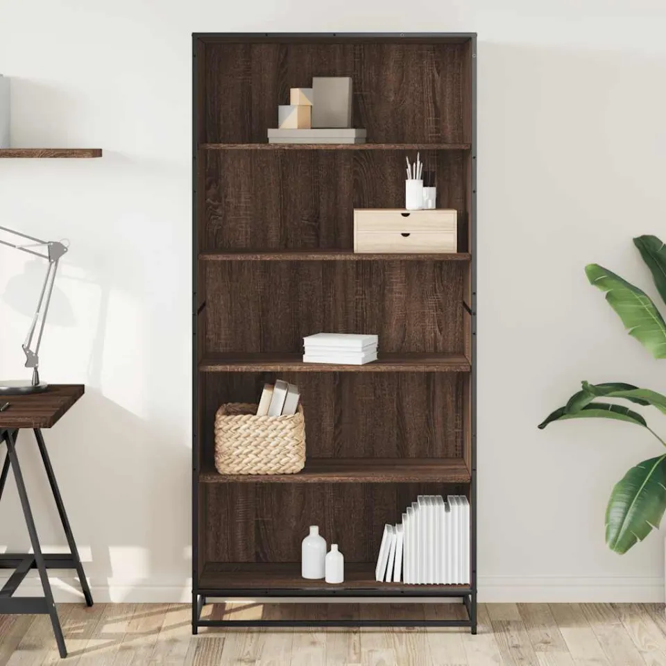 vidaXL Boekenkast 80,5x35x170,5 cm bewerkt hout bruin eikenkleurig, foto 2