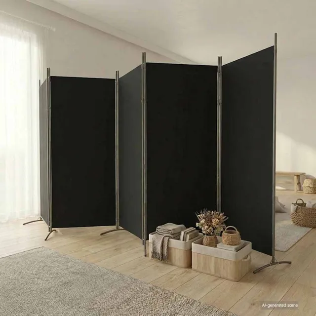 vidaXL Kamerscherm met 5 panelen 433x180 cm stof zwart, foto 2