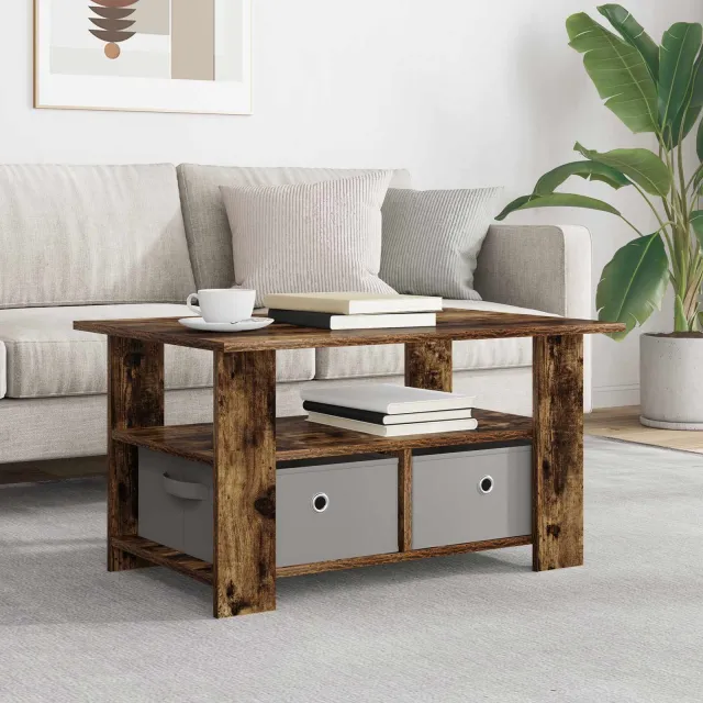 vidaXL Salontafel Gerookt eiken 77 x 55 x 42 cm Bewerkt hout Bruin