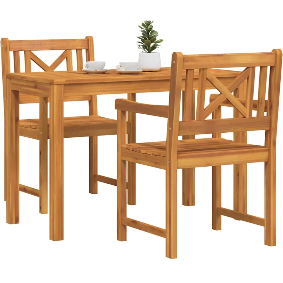vidaXL Tuin eettafelset 3 st Bruin Massief Acaciahout, foto 2