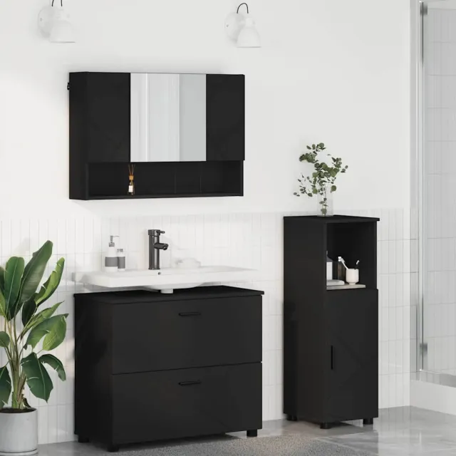 vidaXL Badkamermeubelset 3 st Zwart 76,5 x 35 x 64 cm, foto 2