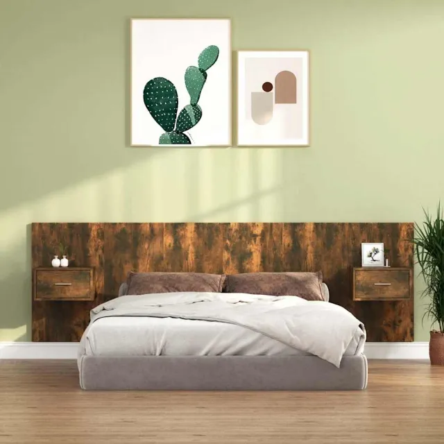 vidaXL Hoofdbord met kastjes bewerkt hout gerookt eikenkleurig Bruin