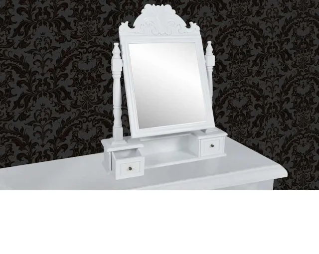 vidaXL Kaptafel met draaiende rechthoekige spiegel MDF wit, foto 2