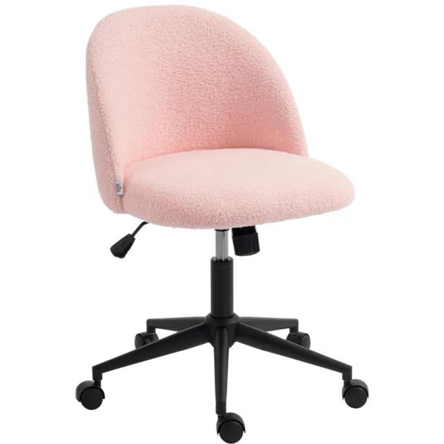 STILVORA Bureaustoel 52 x 59 x 75,5-84,5 cm - Draaibaar En Hoogteverstelbaar Met Wielen En Kantelfunctie - Voor Werkplek Of Kaptafel - Teddyfleece Roze