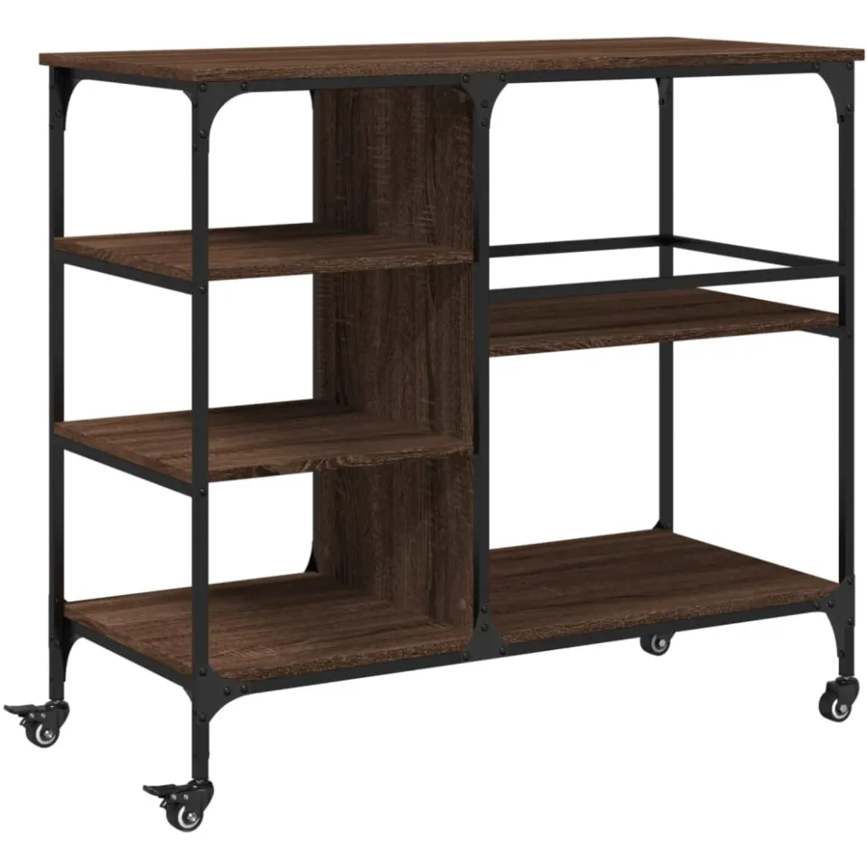 vidaXL Keukentrolley 100x45x89,5 cm bewerkt hout bruin eikenkleurig