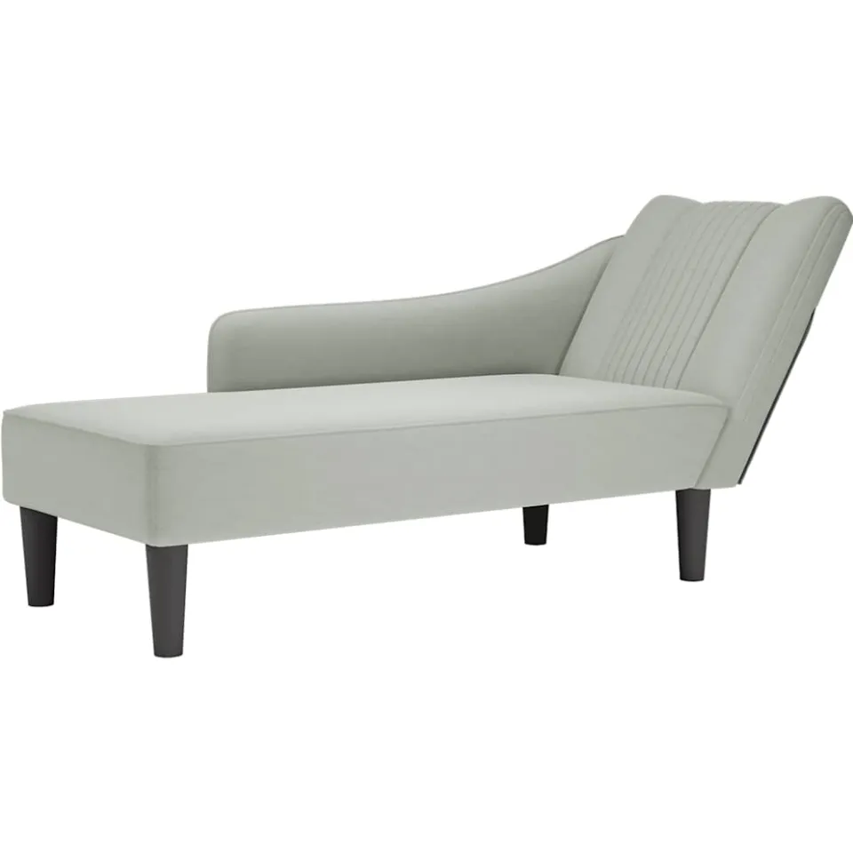 vidaXL Chaise longue met rechterarmleuning fluweel lichtgrijs grijs, foto 4