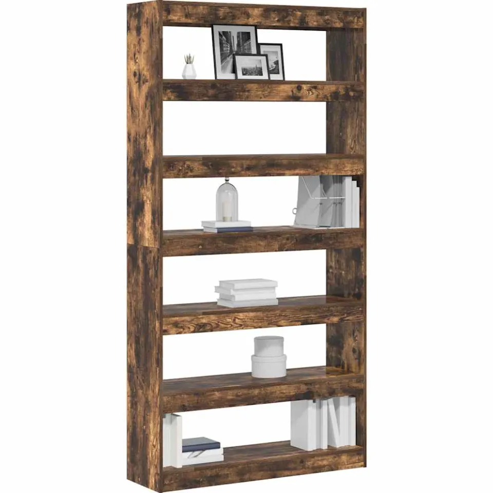 vidaXL Boekenkast 6-laags 100 x 30 x 198 cm Bewerkt hout Gerookt eiken, foto 3