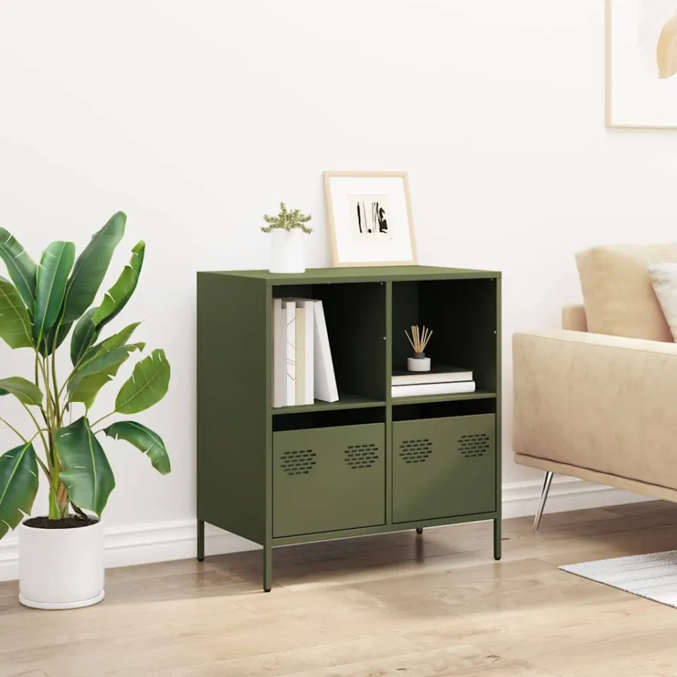 vidaXL Dressoir 68x39x73,5 cm koudgewalst staal olijfgroen, foto 2