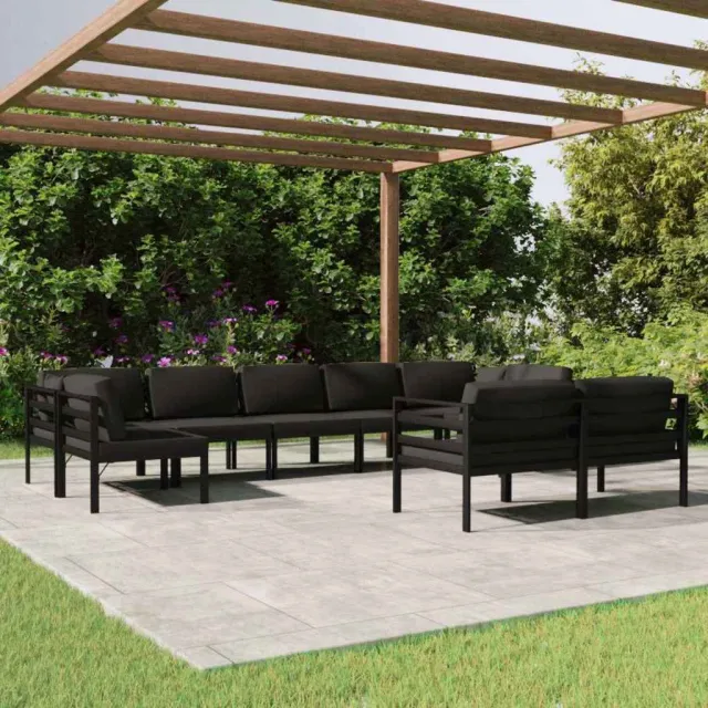 vidaXL 9-delige Loungeset met kussens aluminium antracietkleurig, foto 2