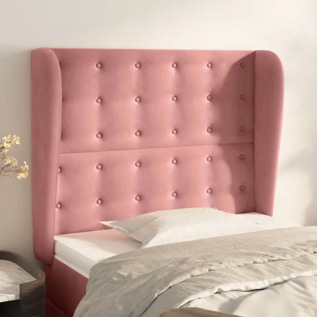 vidaXL Hoofdbord met randen 93x23x118/128 cm fluweel roze