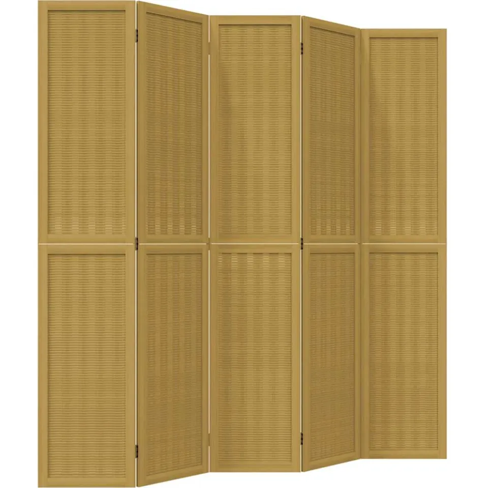 vidaXL Kamerscherm met 5 panelen massief paulowniahout bruin