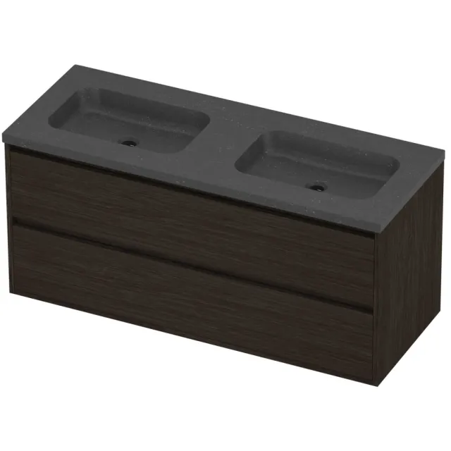 Proline Rollo Badmeubelset Hardsteen Elegant Dubbel 120x46x54 cm Blue Stone Mokka Oak Eiken