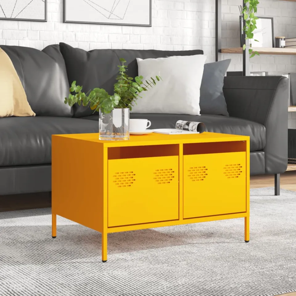 vidaXL Tv-meubel 68x50x43,5 cm koudgewalst staal mosterdgeel, foto 4
