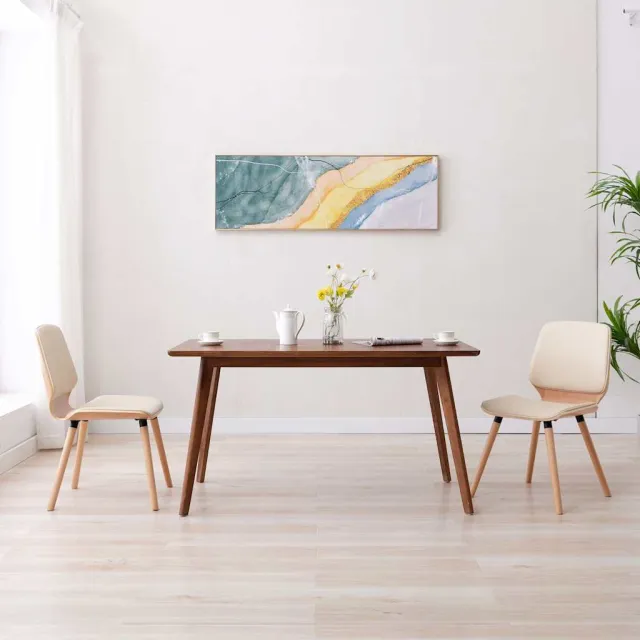 vidaXL Eetkamerstoelen 2 st kunstleer crème, foto 2