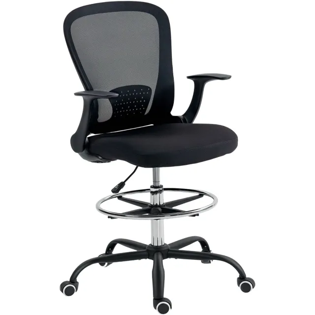 Homcom Tekenstoel-Gaasstof (100% polyester)-62x59x119cm-Zwart