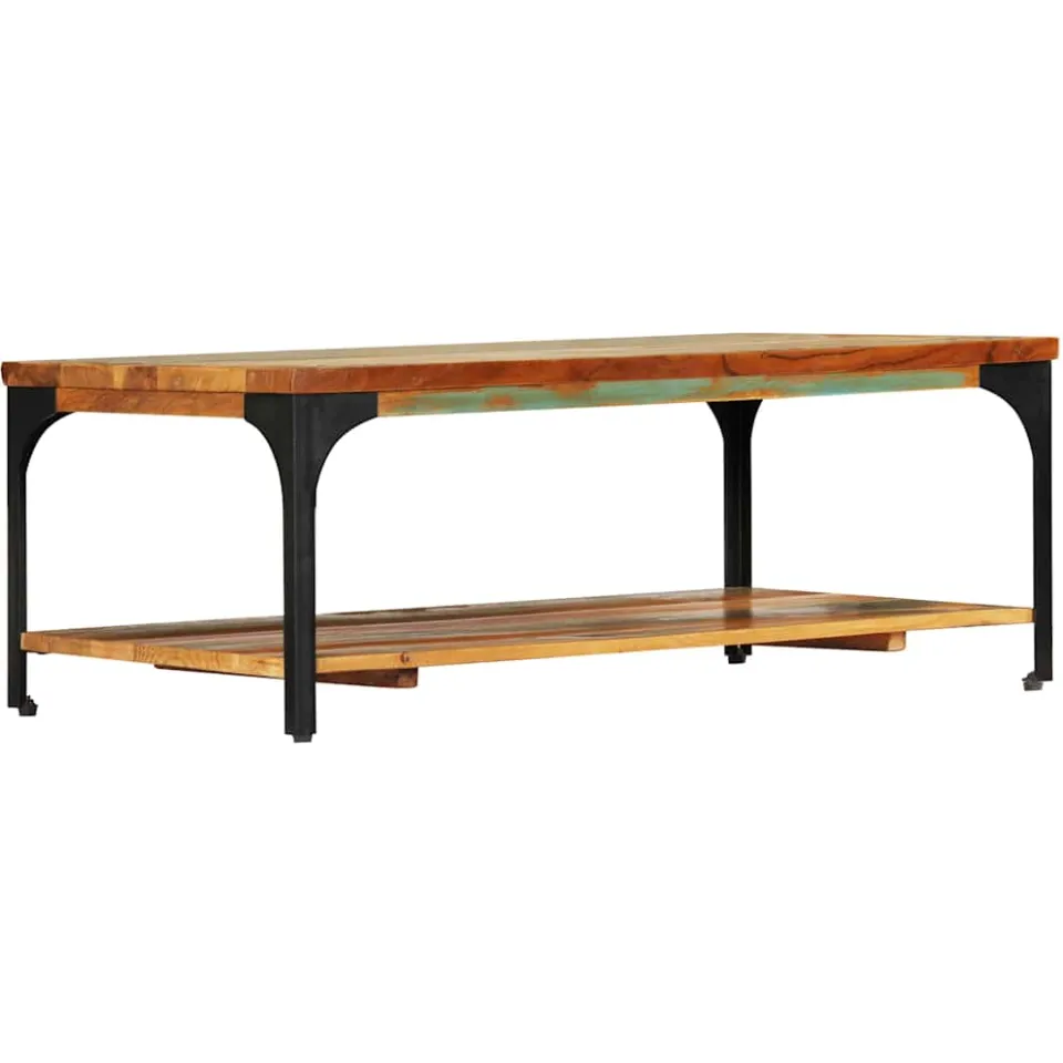 vidaXL Salontafel met schap 100x60x35 cm massief gerecycled hout bruin, foto 3