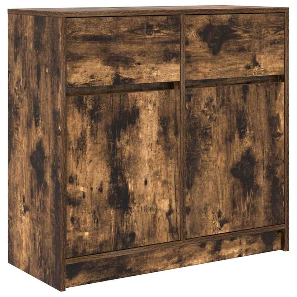 vidaXL Dressoir met lade 80x34x76 cm spaanplaat gerookt eikenkleurig Bruin