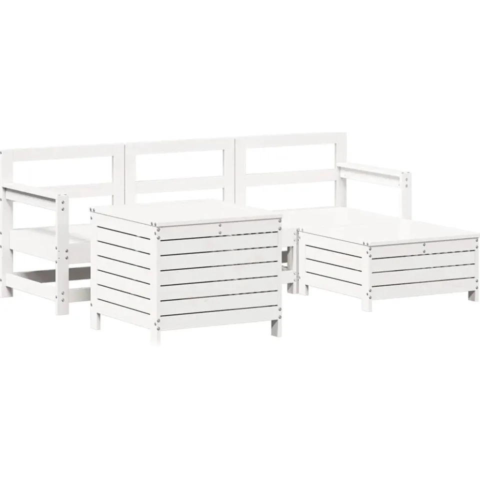 vidaXL 5-delige Loungeset massief grenenhout wit, foto 3