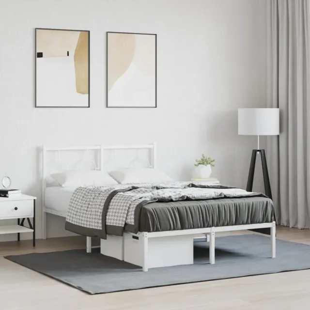 vidaXL Bedframe met hoofdbord metaal wit 120x190 cm