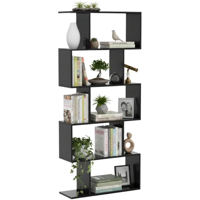 Zenzee Boekenkast – Vakkenkast – Roomdivider – Opbergkast - Wandkast - Zwart - 158x70x24cm