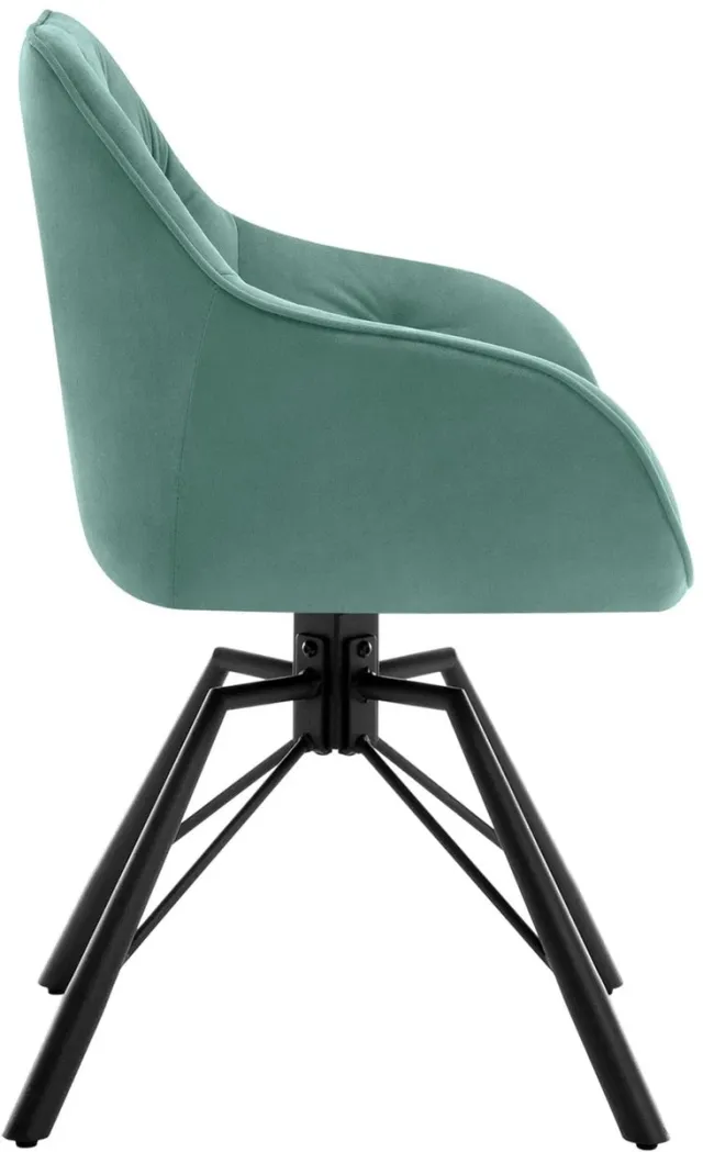 Klarven Eetkamerstoel Fluweel turquoise - Eetkamerstoelen - Eetkamerstoelen Set Van 2 - Eetkamerstoelen Draaibaar - Draaibare Eetkamerstoel - Dining Chair - Kunstleer, Met Armleuningen, 360 Graden Draaibaar
