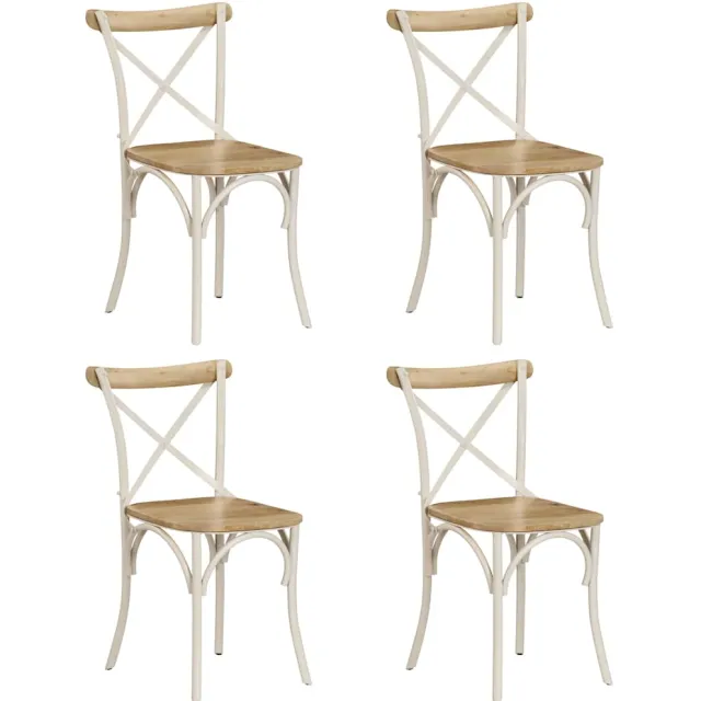 vidaXL Kruisstoelen 4 st massief mangohout wit