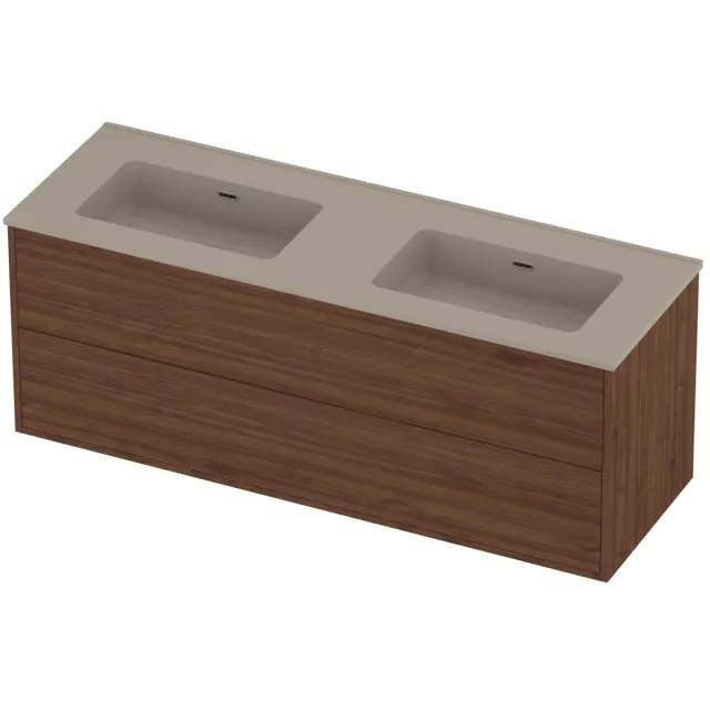 Proline Tribute Badmeubelset Porselein Dubbel 140x46x54 cm Mat Crème Cotton Indian Walnut Houtlook