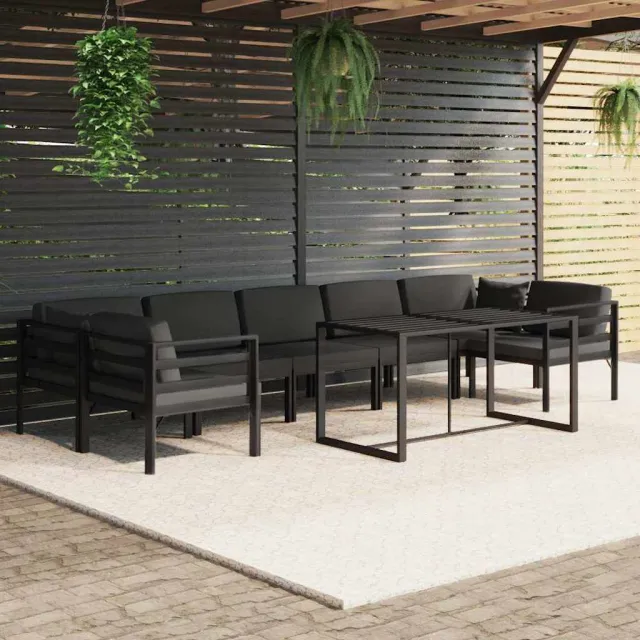 vidaXL 8-delige Loungeset met kussens aluminium antracietkleurig, foto 2