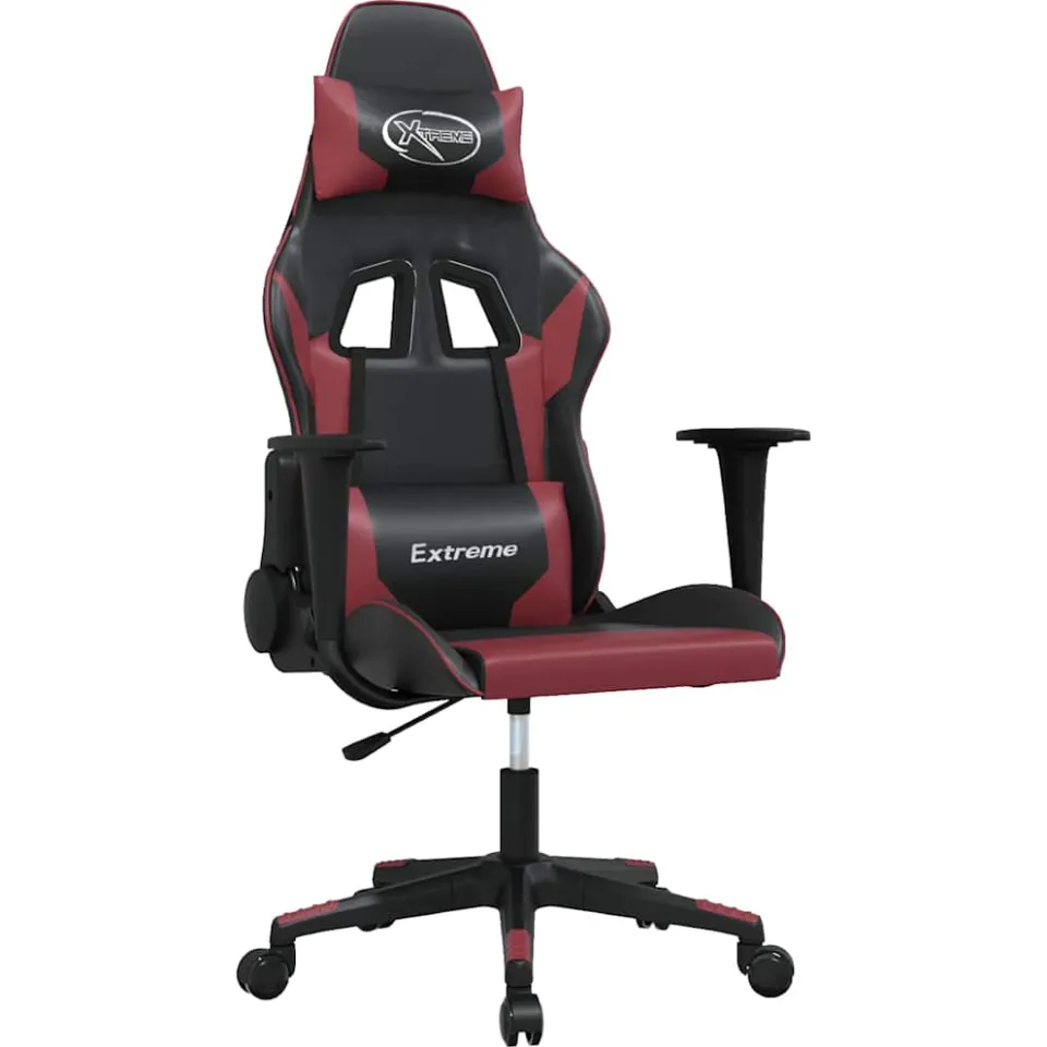 vidaXL Massage gamestoel kunstleer zwart en wijnrood, foto 3
