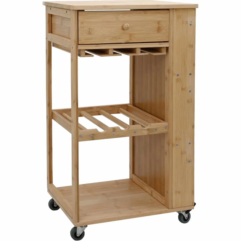 vidaXL Keukentrolley met Wielen Naturel 47,5 x 36 x 83 cm Bamboe Bruin