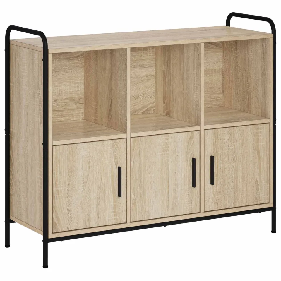 vidaXL Dressoir Sonoma Eiken 97 x 33 x 81 cm Bewerkt hout, foto 3