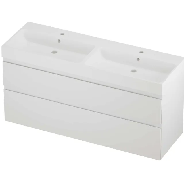 Proline Podium Badmeubelset Polystone Loft Dubbel 140x46x70 cm Mat White Mat Wit
