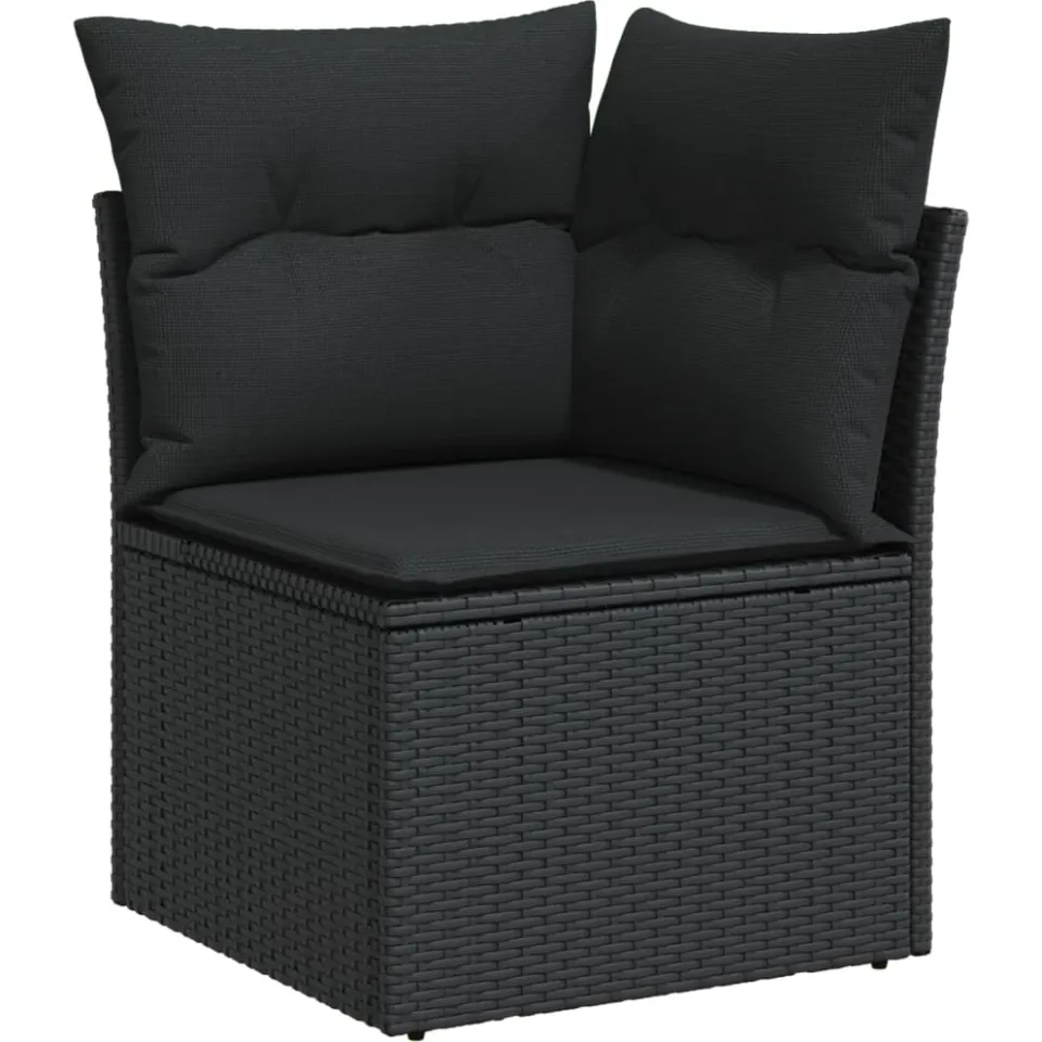 vidaXL 6-delige Loungeset met kussens poly rattan zwart, foto 4