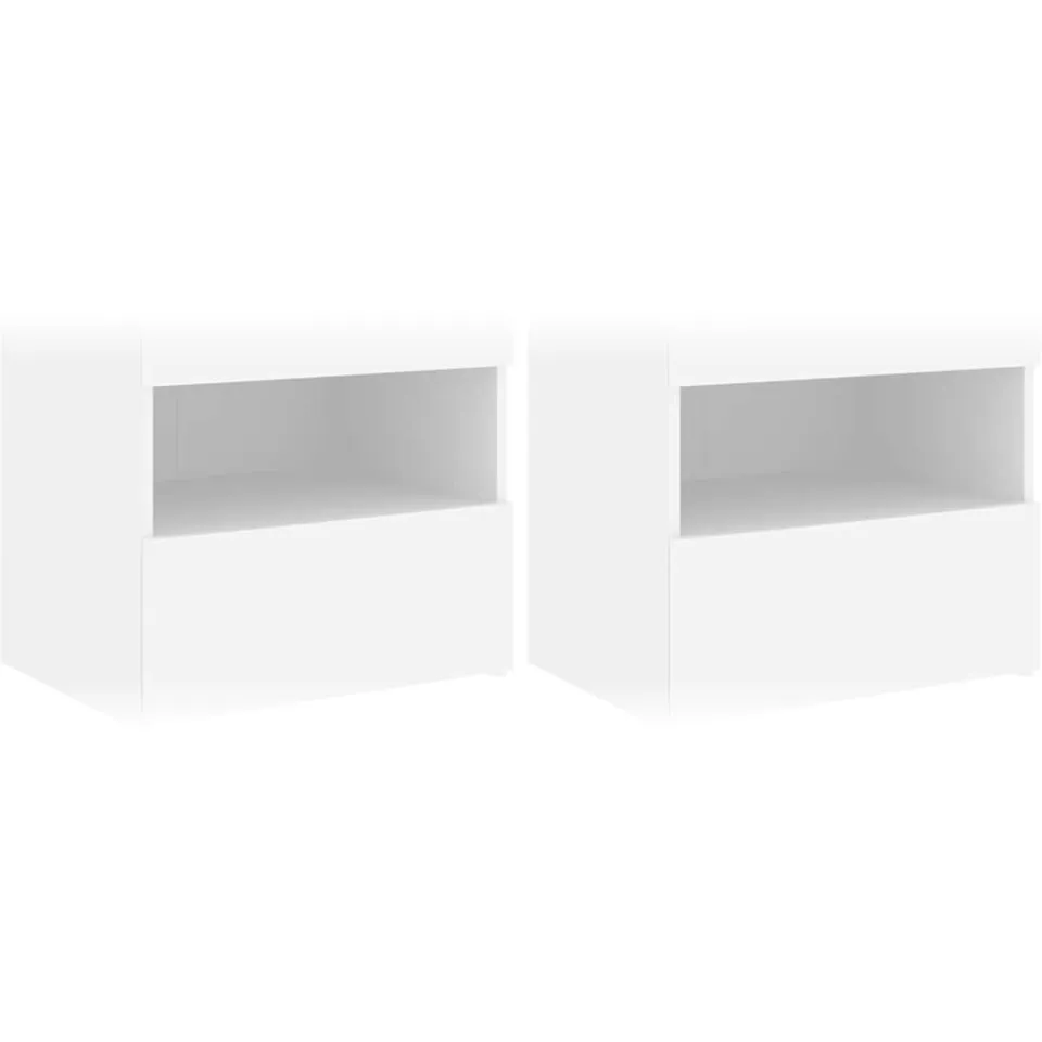 vidaXL Nachtkastjes met LED-verlichting 2 st 50x40x45 cm wit