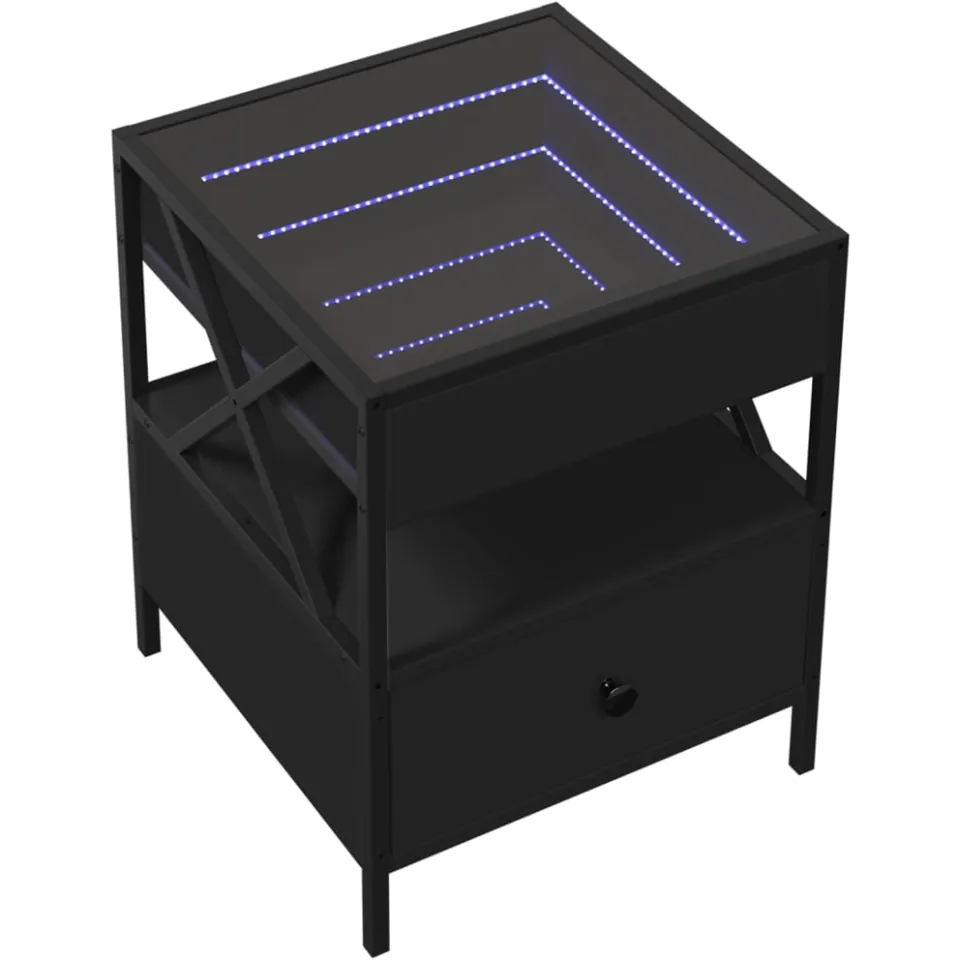 vidaXL Nachtkastje met Infinity LED 40x40x51 cm zwart, foto 4