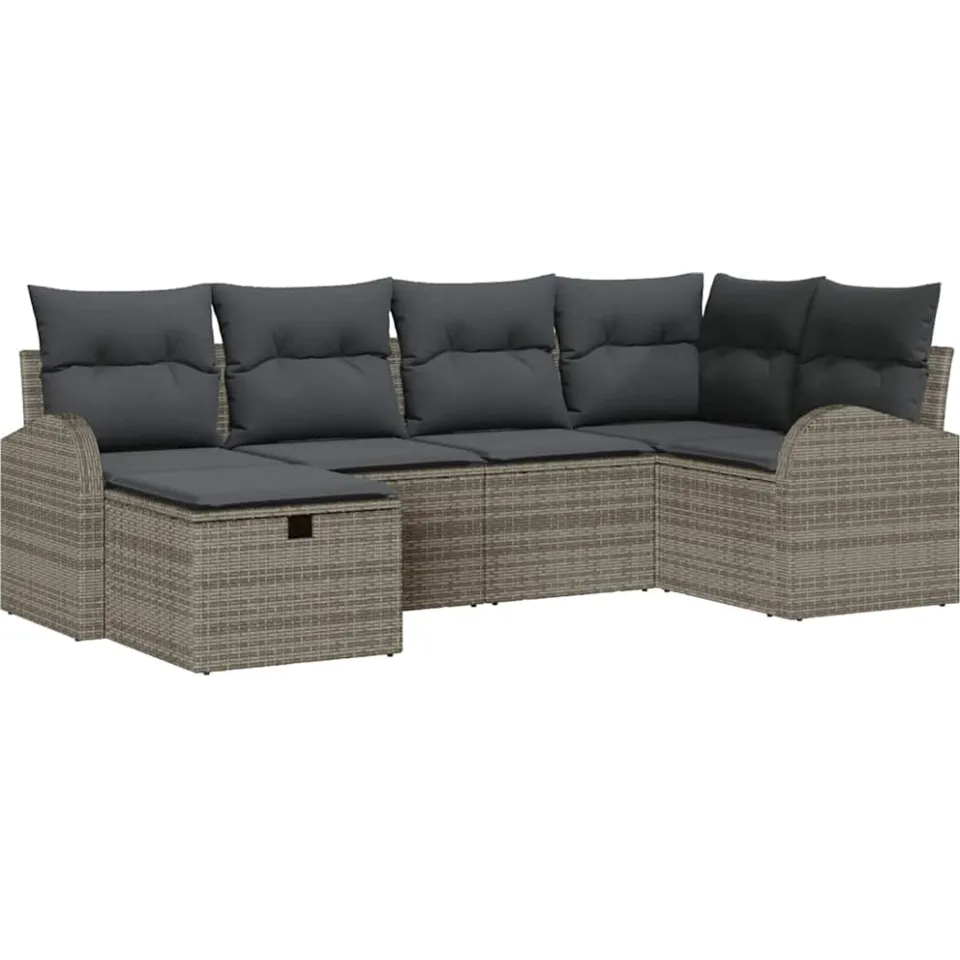 vidaXL Tuin Sofa Set 6 st Grijs poly rattan