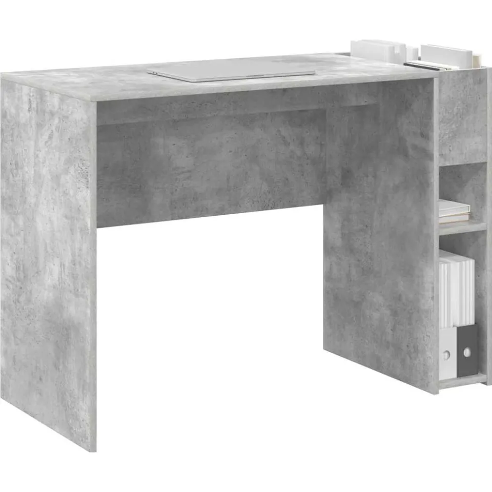 vidaXL Bureau Beton Grijs Bewerkt hout 109 x 50 x 78 cm