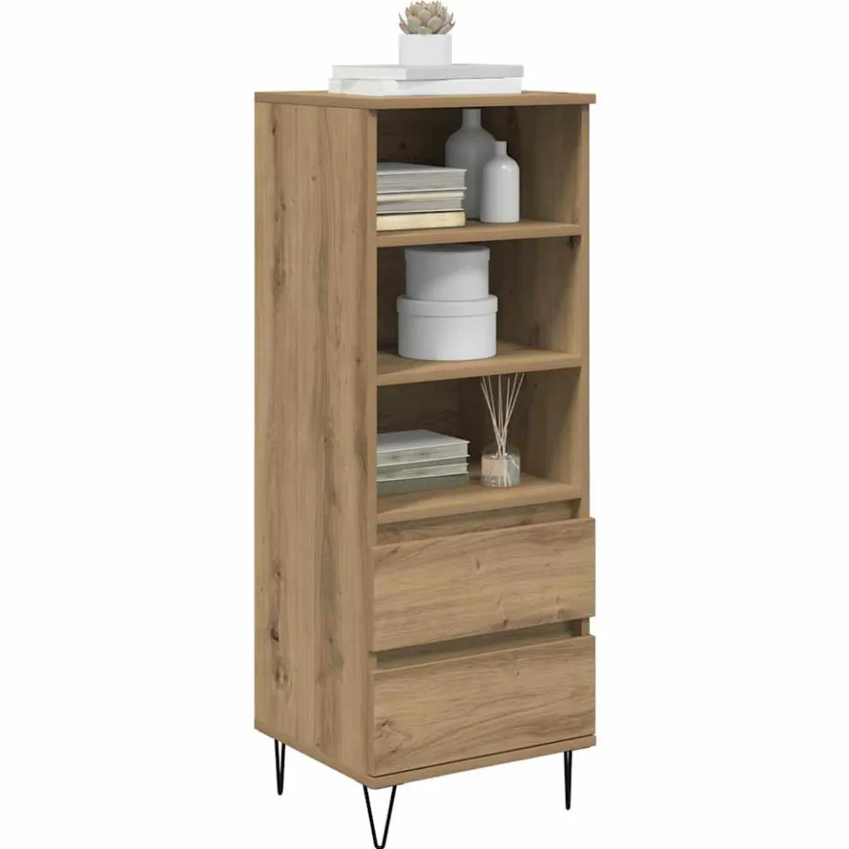 vidaXL Highboard Artisan Eiken 40 x 36 x 110 cm Bewerkt hout Bruin