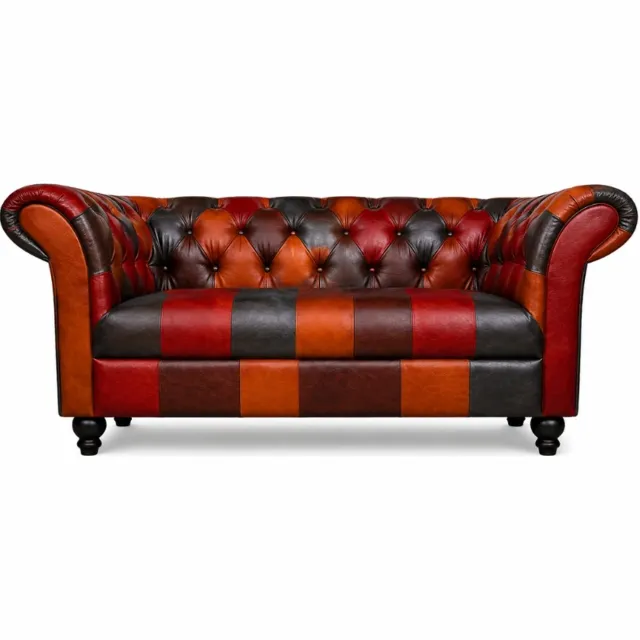 Meubeldistrict Chesterfield Bank 2-Zits - Patchwork - Multicolor - Curve Armleuningen - Chesterfield - Sofa - Bankstel