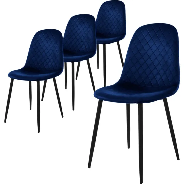 ml-design eetkamerstoelen set van 4,donkerblauw, keukenstoel met fluwelen bekleding, woonkamerstoel met rugleuning, gestoffeerde stoel met metalen poten,ergonomische stoel voor eettafel Scandinavisch