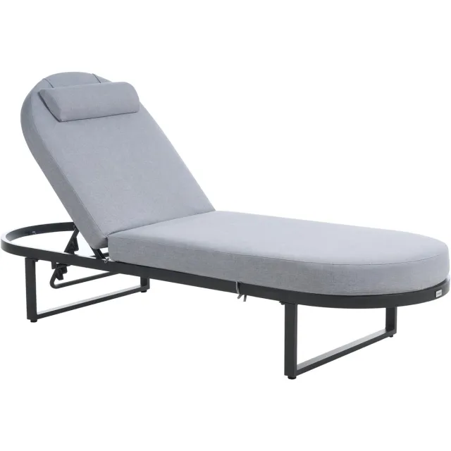 Beliani RONCOLO - Tuinligstoel - Grijs - Aluminium