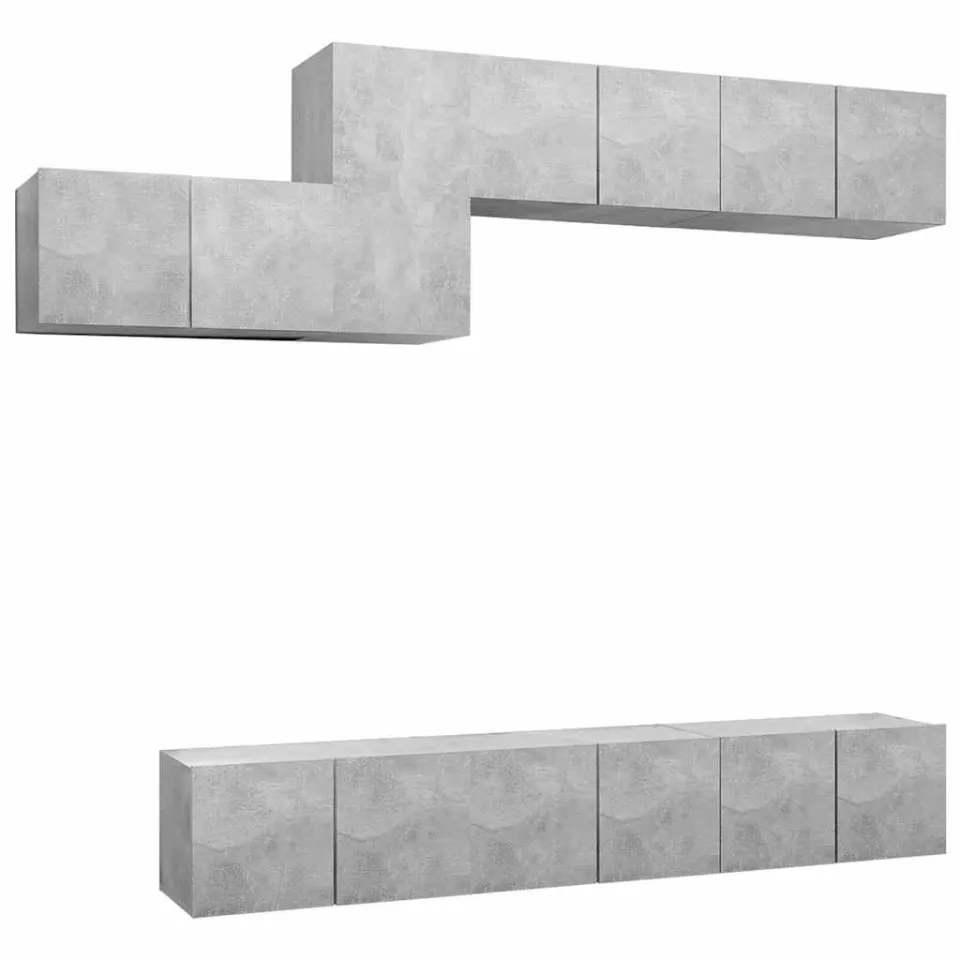 vidaXL 7-delige Tv-meubelset bewerkt hout betongrijs grijs, foto 3