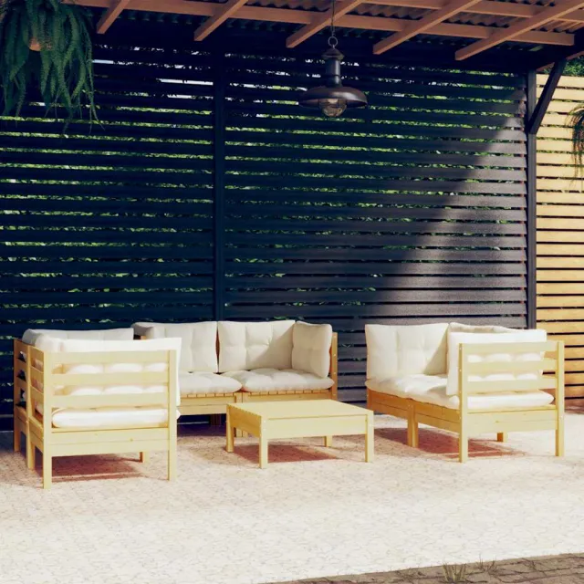 vidaXL 7-delige Loungeset met crèmekleurige kussens massief grenenhout, foto 2