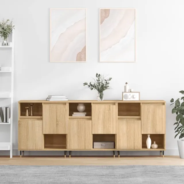 vidaXL Dressoirs 3 st bewerkt hout sonoma eiken Bruin